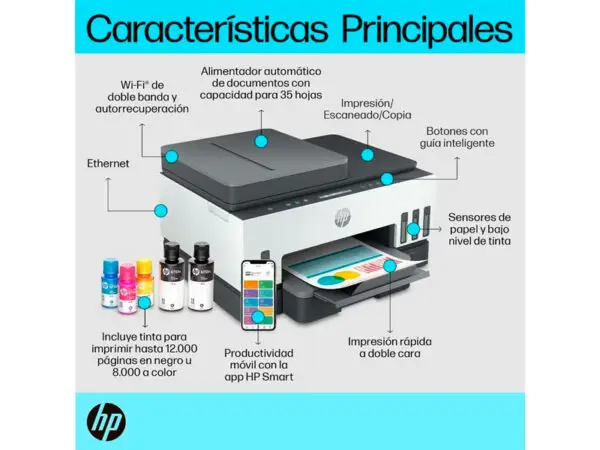 Impresora Multifuncional HP Smart Tank 750 ADF / WiFi / BT