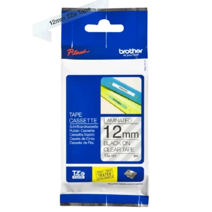 Cinta Brother TZE-131 | Negro Sobre Fondo Transparente 1/2″ (12MM) x 8 mts.