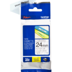Cinta Brother TZE-151 | Negro sobre Transparente. 24mm (1″) x 8 mts.