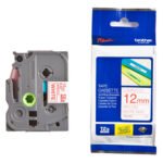 Cinta Brother TZE-232 Rojo sobre Blanco 12mm (1/2″) x 8 mts.