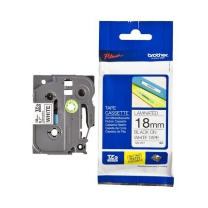 Cinta Brother TZE-241 | Negro Sobre Blanco 18mm (3/4″) x 8 mts.