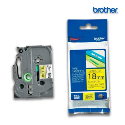 Cinta Brother TZE-641  Negra sobre Amarillo  18mm (3/4″) x 8 mts