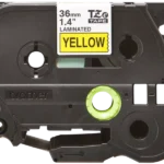 Cinta Brother TZE-661 Negro sobre Amarillo 36mm (1.5″) x 8 mts - Imagen 2