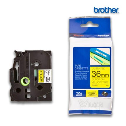 Cinta Brother TZE-661 Negro sobre Amarillo 36mm (1.5″) x 8 mts