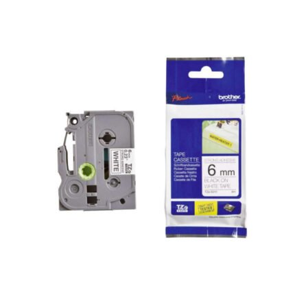 Cinta Brother TZE-S211  Negro sobre Blanco 6mm (1/4″) x 8 mts