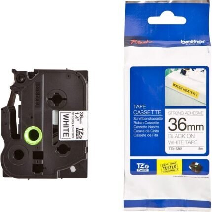 Cinta Brother TZE-S261 Negro sobre Blanco 36mm (1.5″) x 8 mts