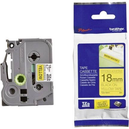 Cinta Brother TZE-S641 Negro sobre Amarillo 18mm (3/4″) x 8 mts