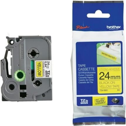 Cinta Brother TZE-S651 Negro sobre Amarillo 24mm (1″) x 8 mts