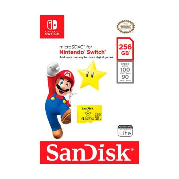 Memoria Micro SDXC de 256 GB 100MB x 90 Escritura para Nintendo Switch