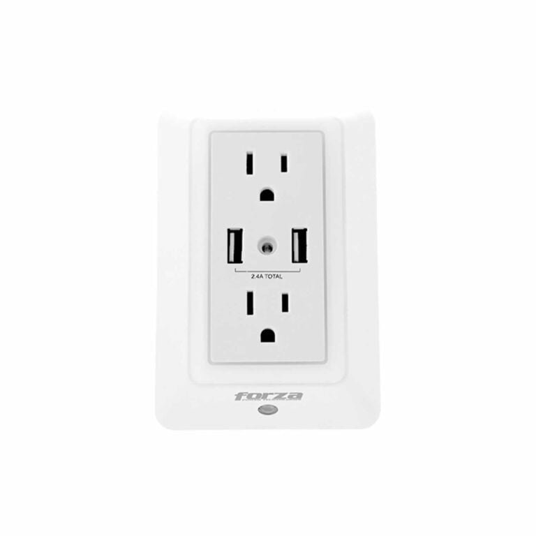 Forza Toma Corriente De Pared Forza-Fwt-2201 2X Nema 5-15R-X2 Ptos Usb Con Luz Nocturna