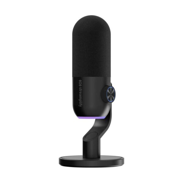 Microfono Streamplify Mic Mini 48 Rgb Cableado Con Stand Black