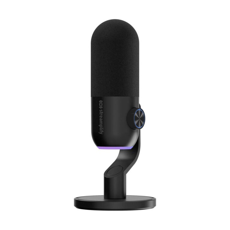 Microfono Streamplify Mic Mini 48 Rgb Cableado Con Stand Black