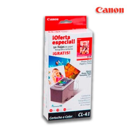 Tinta Canon CL-41 + Papel Foto Glossy Tricolor 110 Pag