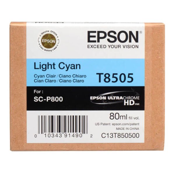 Tinta-Epson-T850500-Light-Cyan-80ML-SC-P80-600x600 Tinta Epson T850500 Light Cyan 80ML SC-P800 - Imagen 1